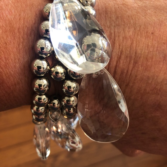 3 Silver Plated  Beaded Bracelets - Picture 3 of 3